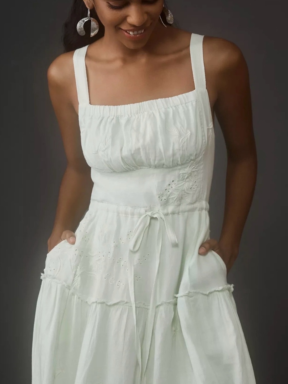 Anthropologie Pale Mint Green Eyelet Maxi Dress - Picture 4 of 16